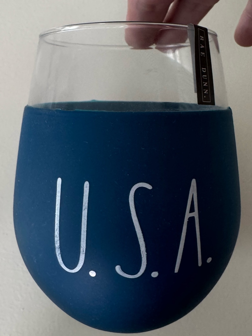 Rae Dunn Navy Blue U.S.A. Silicone Stemless Wine Glass